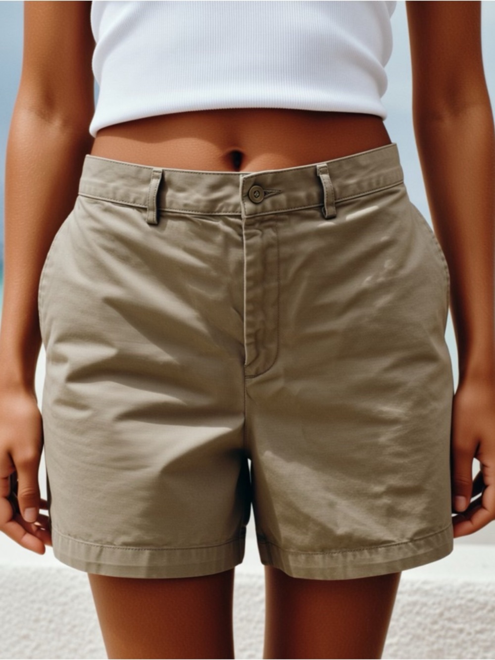 Ralph Lauren Sport Vintage Tan Shorts Womens Size 8 Cotton 4.5" Inseam Golf